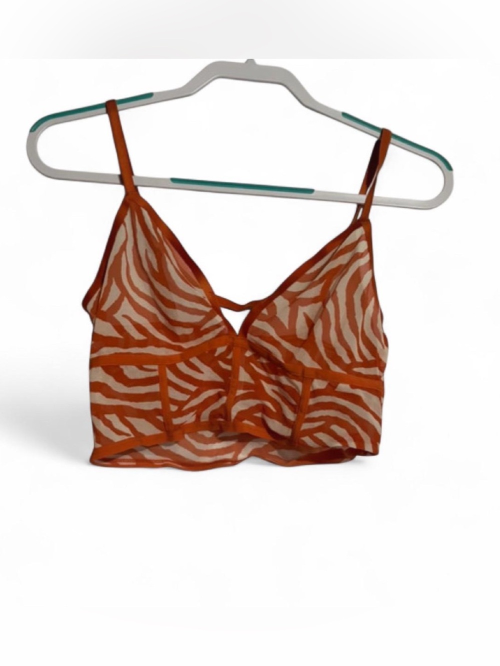 NWT Auden Orange Animal Print Festival Longline Bralette Medium